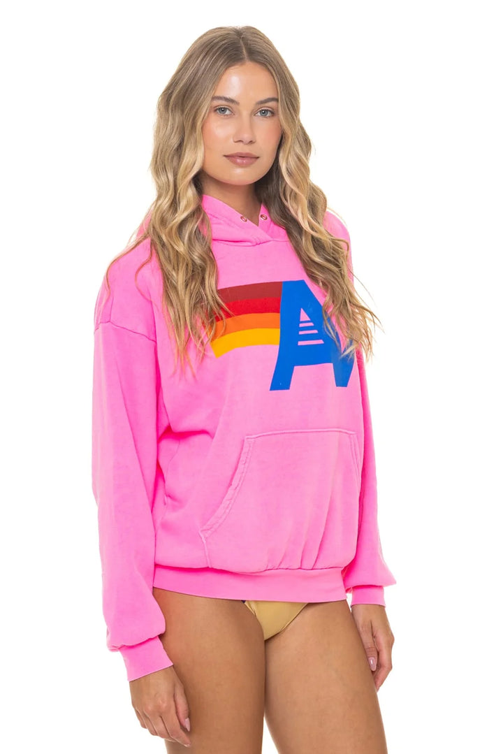 Aviator Nation Relaxed Logo Pullover Hoodie Neon Pink
