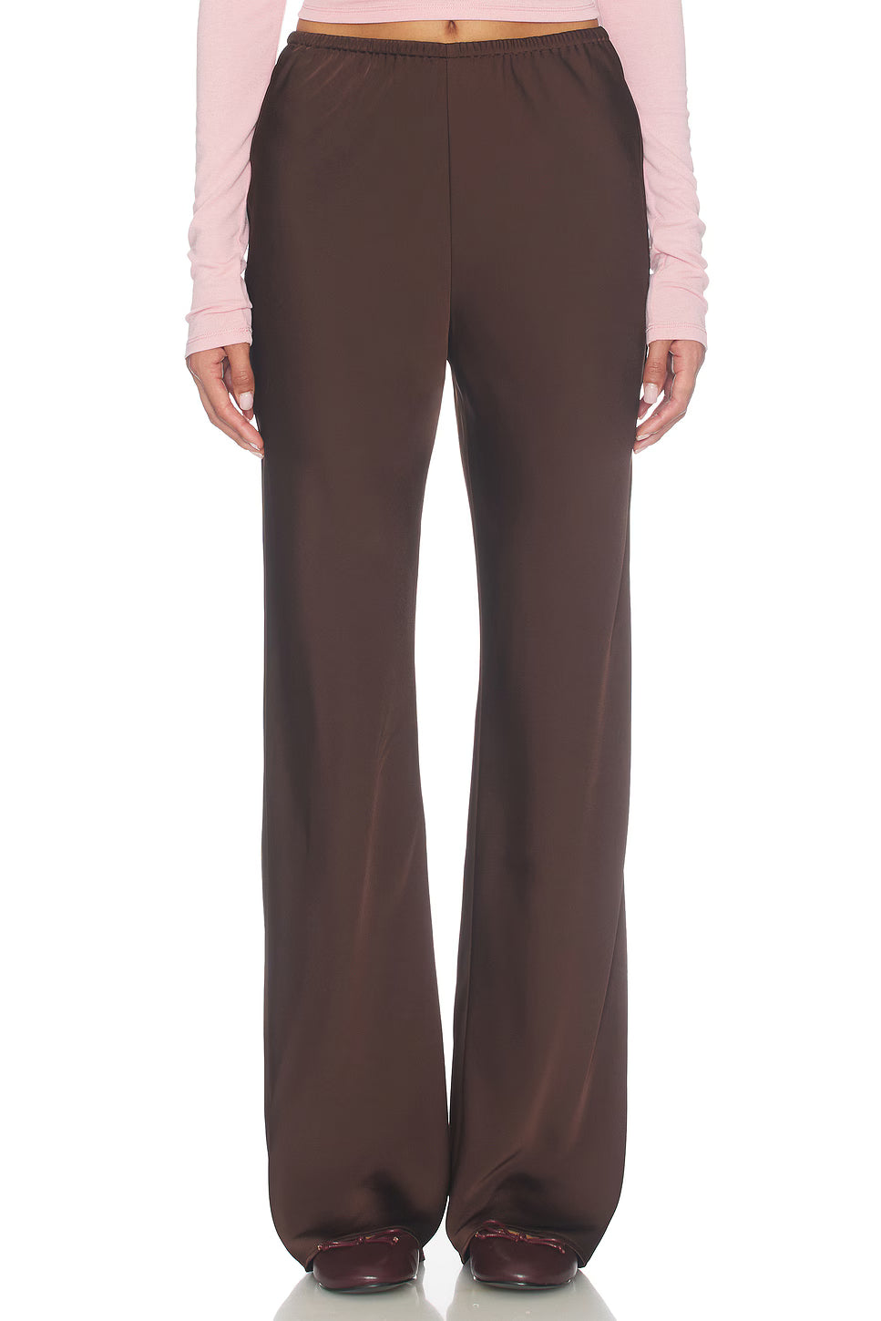 Elodie Row Satin Pant -Espresso