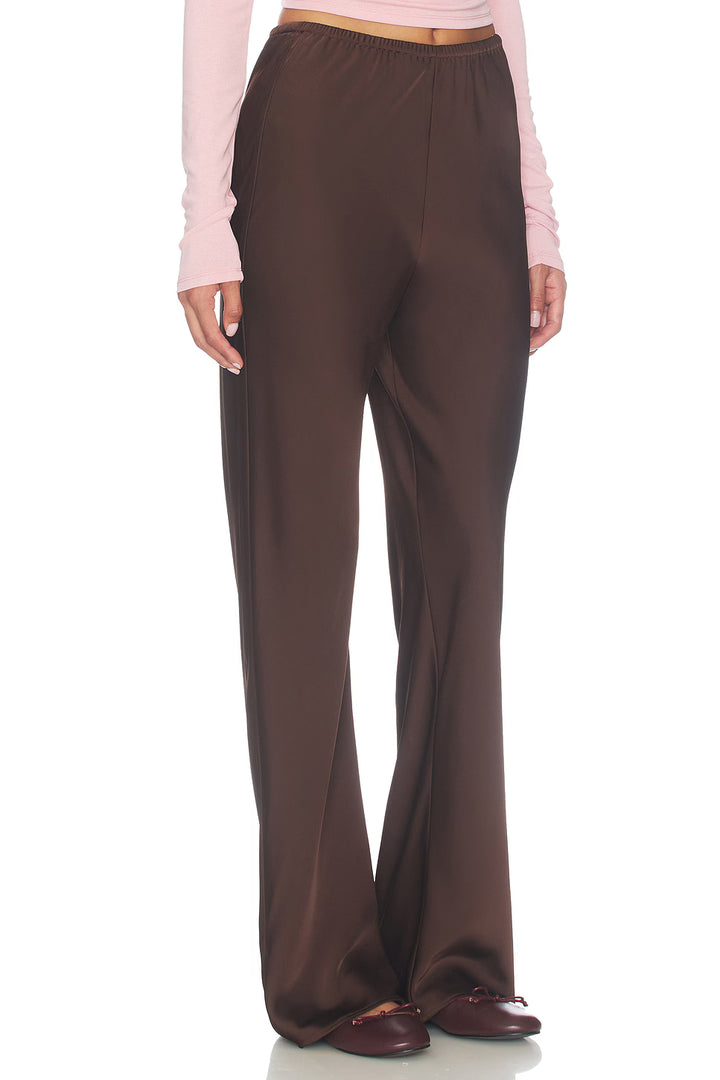 Elodie Row Satin Pant -Espresso