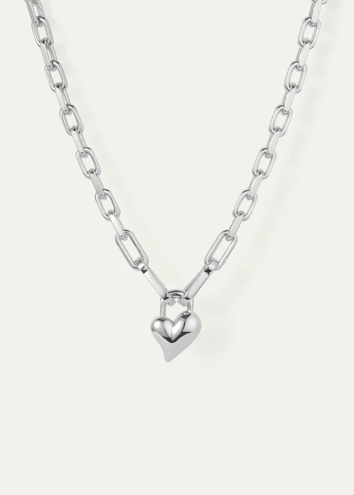 Jenny Bird Silver Padlock Heart Pendant Necklace – EQUATION