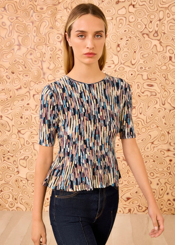 Ulla Johnson Samira Mulitcolor Short Sleeve Top