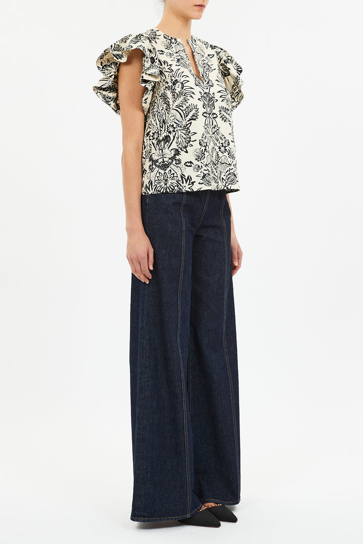 Ulla Johnson Severine Flutter Sleeve Top