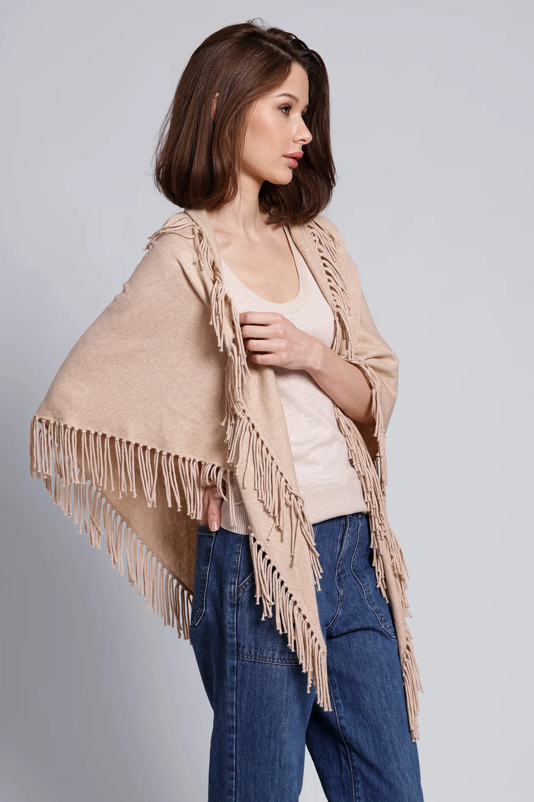 Minnie Rose Cashmere Fringe Shawl