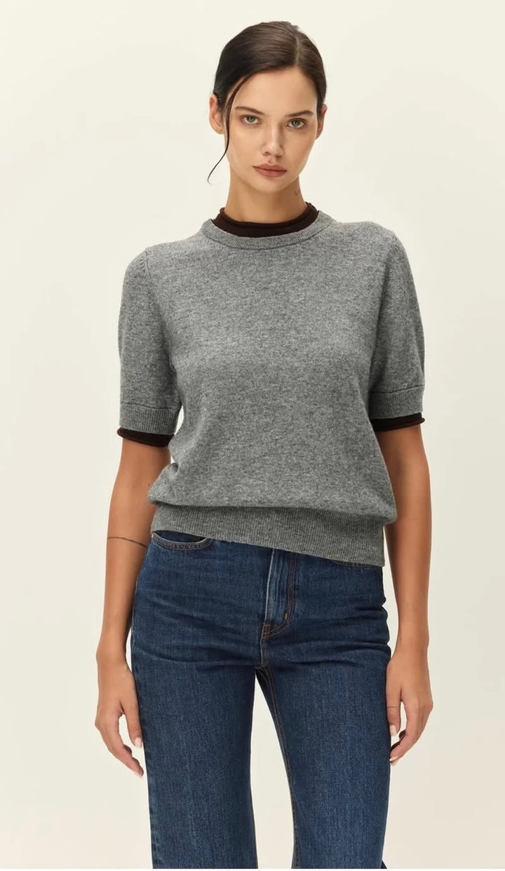 Elodie Sloane Crew Neck - Grey Brown