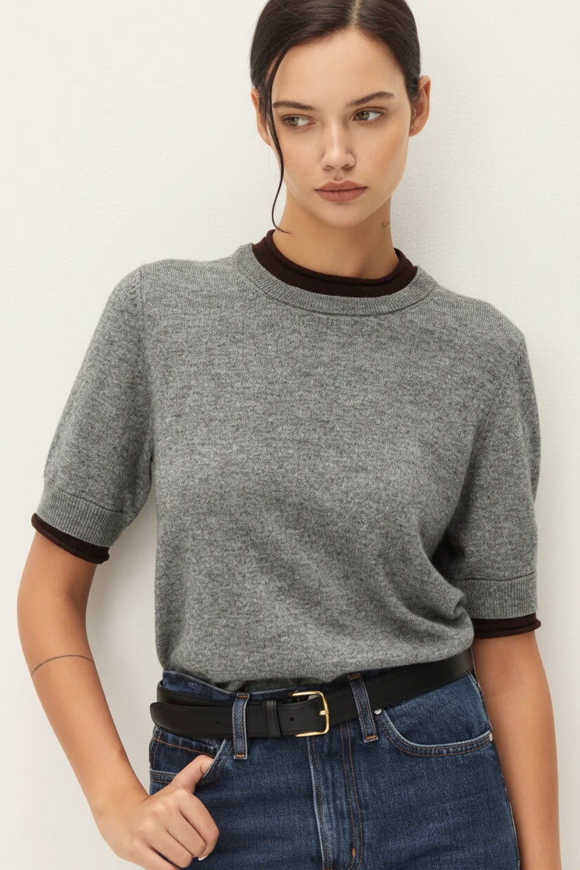Elodie Sloane Crew Neck - Grey Brown
