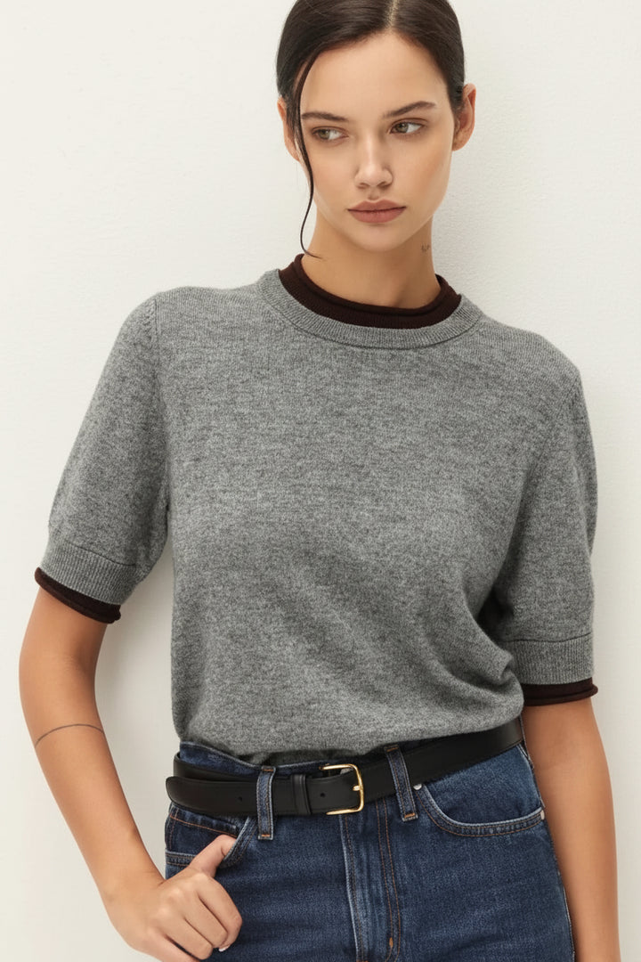 Elodie Sloane Crew Neck - Grey Brown