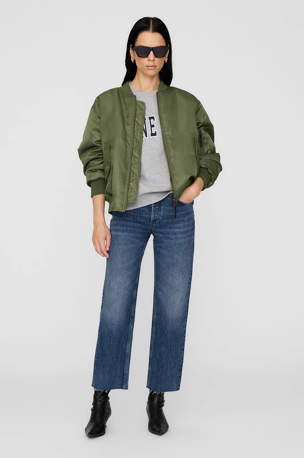 Anine Bing Spencer Sweatshirt Navy Grey