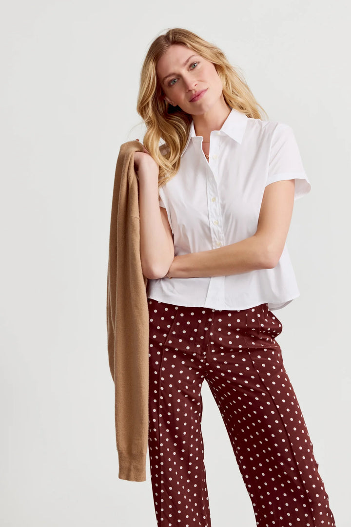 The Shirt The Boxy Short Sleeve Cropped Shirt White