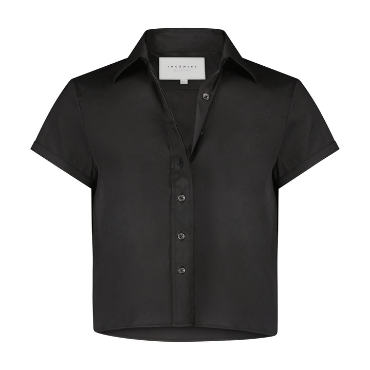 The Shirt The Boxy Short Sleeve Cropped Shirt Black
