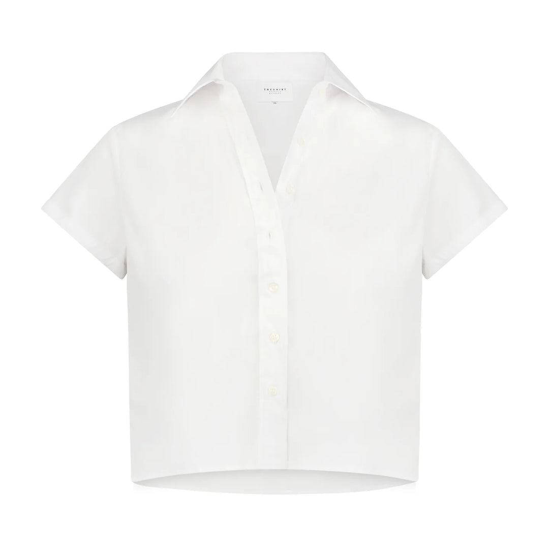The Shirt The Boxy Short Sleeve Cropped Shirt White