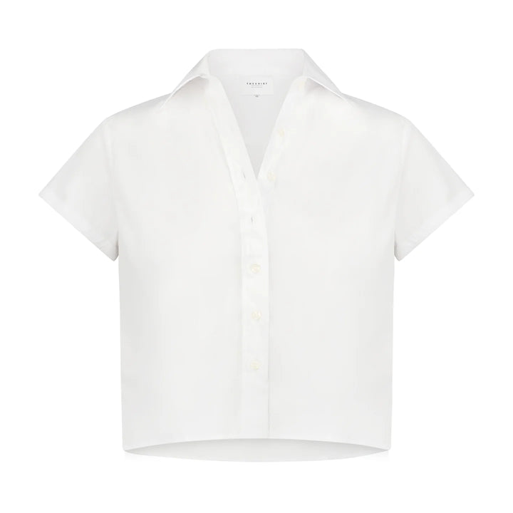 The Shirt The Boxy Short Sleeve Cropped Shirt White