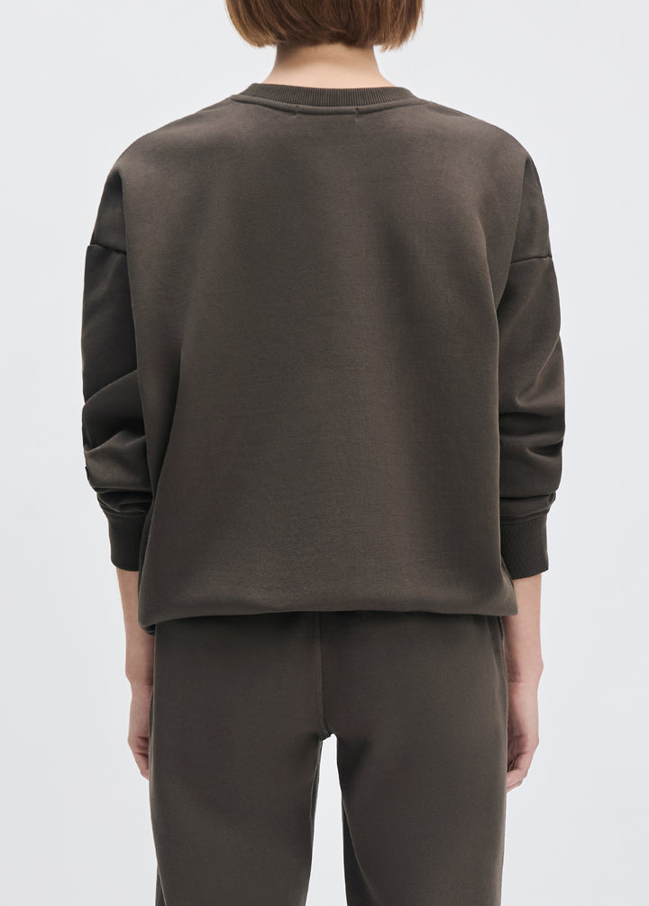 Favorite Daughter Cropped Collegiate Sweatshirt - Coffee/Gardenia
