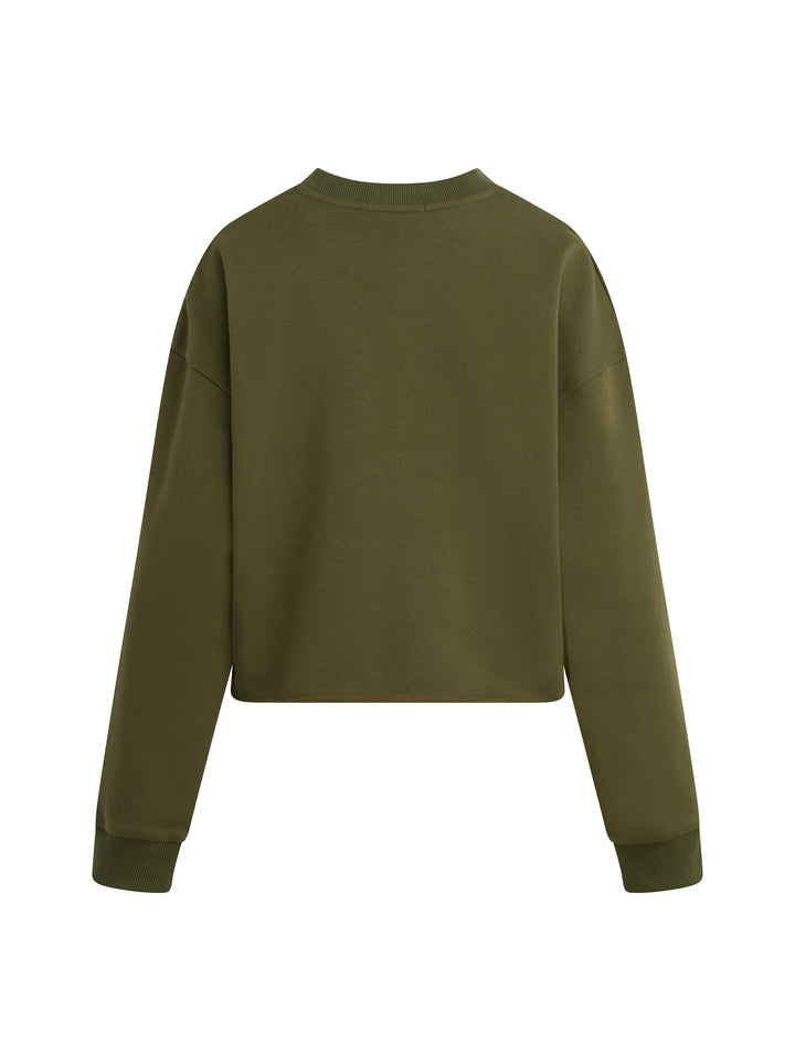 Favorite Daughter Cropped Collegiate Sweatshirt - Smoketree/Gardenia