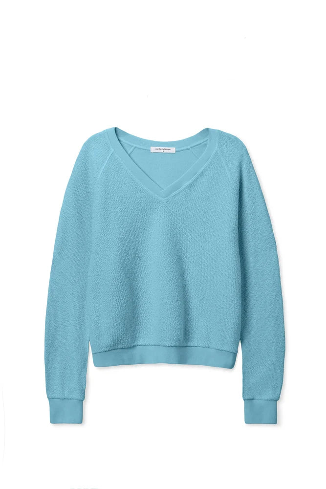 perfectwhitetee Ziggy V-neck Zuri Sweatshirt - Milky Blue