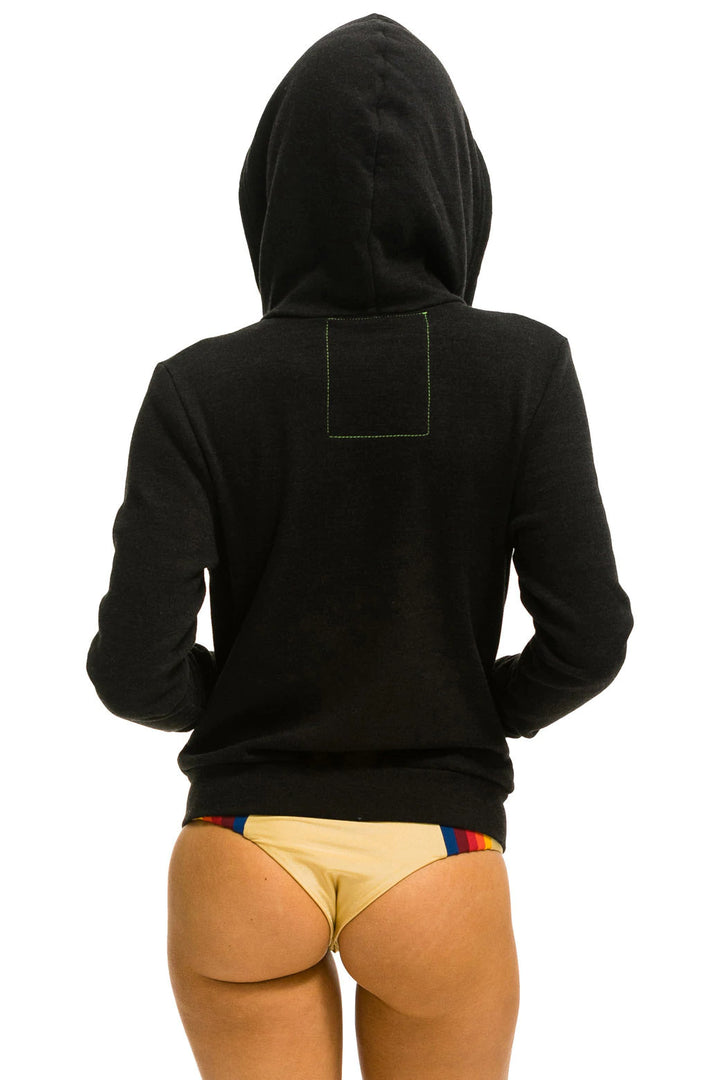 Aviator Nation 5 Stripe Hoodie - Black / Pink Purple