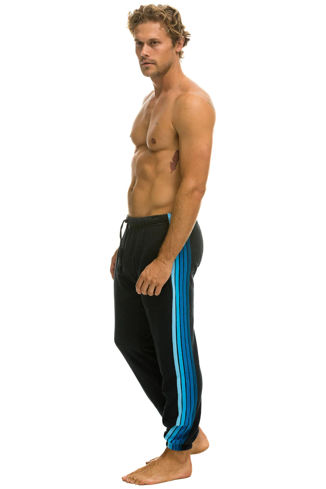 Aviator Nation Men's 5 Stripes Sweatpants -Charcoal/ Blue