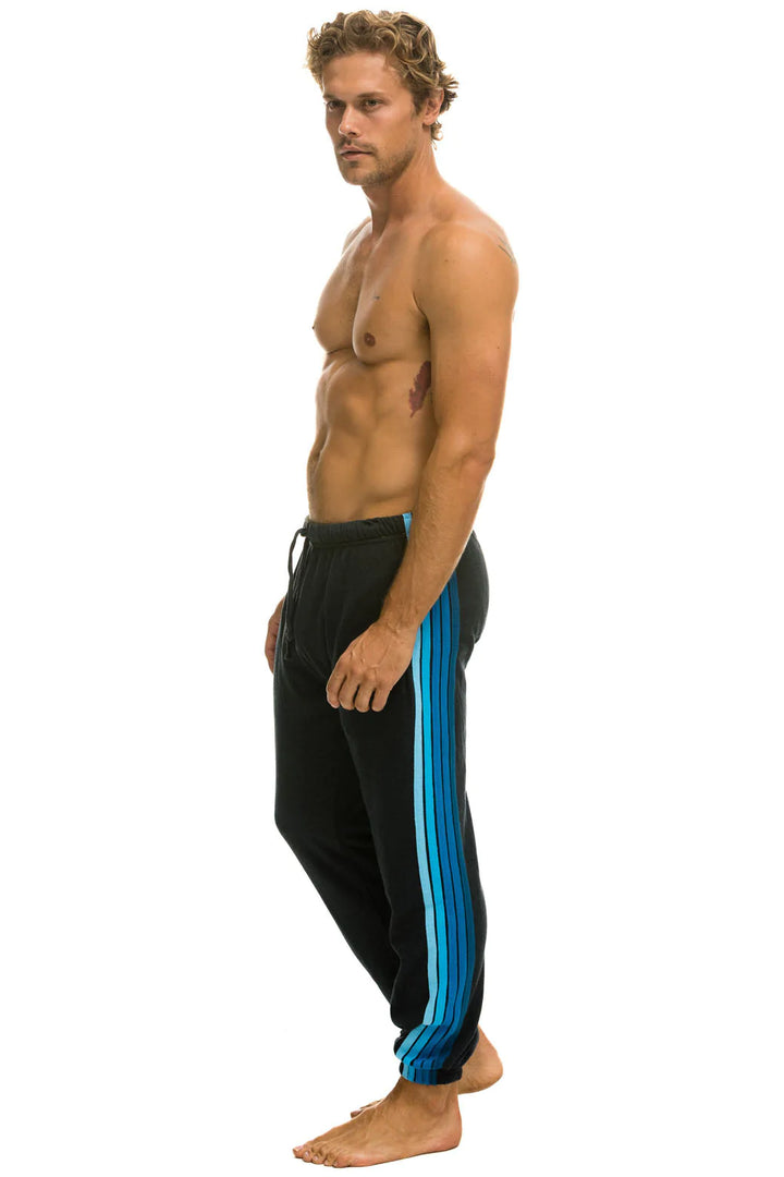 Aviator Nation Men's 5 Stripes Sweatpants -Charcoal/ Blue