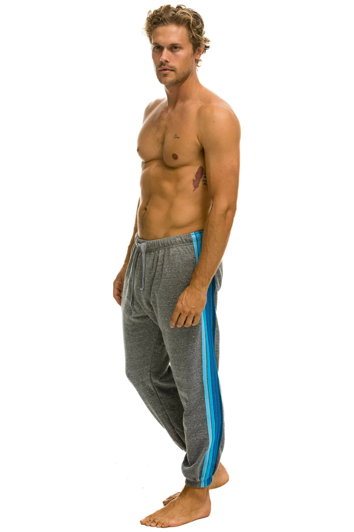 Aviator Nation Men's 5 Stripes Sweatpants -Grey/ Blue