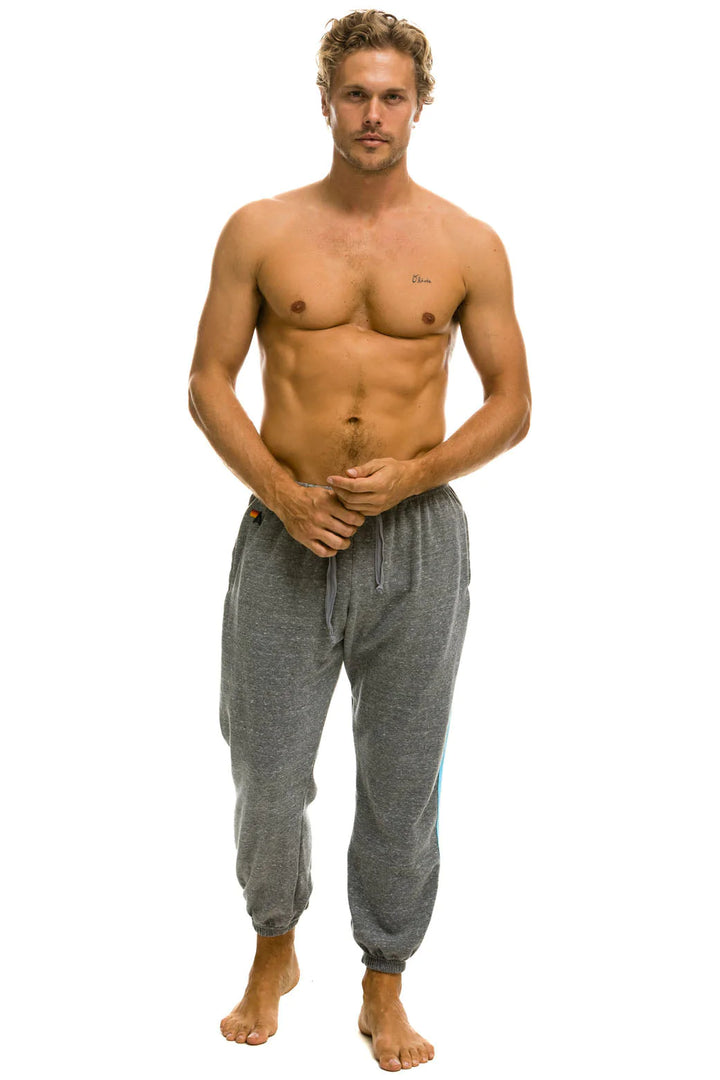 Aviator Nation Men's 5 Stripes Sweatpants -Grey/ Blue