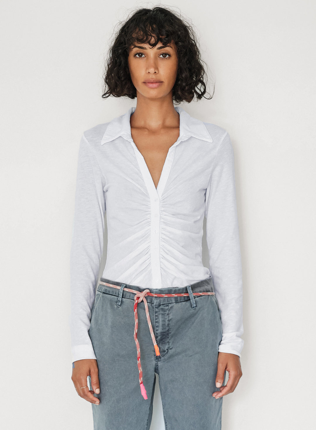 Sundry Long Sleeve Button-Down - WHITE