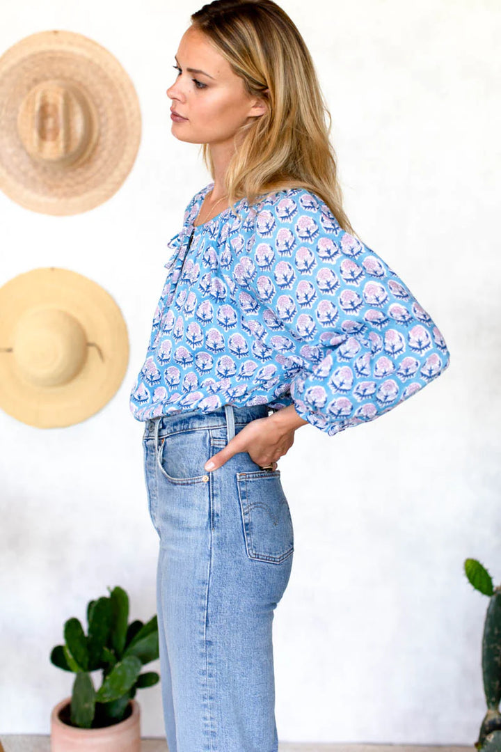 Emerson Fry Lucy Blouse - Friday Flowers Blue & Pink