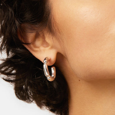 Jenny Bird Balloon Link Hoops - Silver