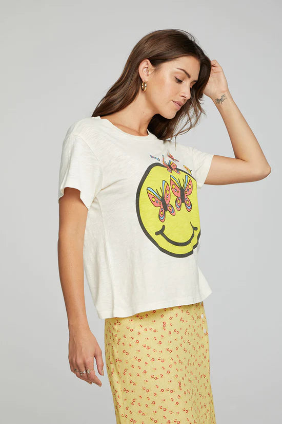 CHASER Smiley Butterflies Graphic Tee