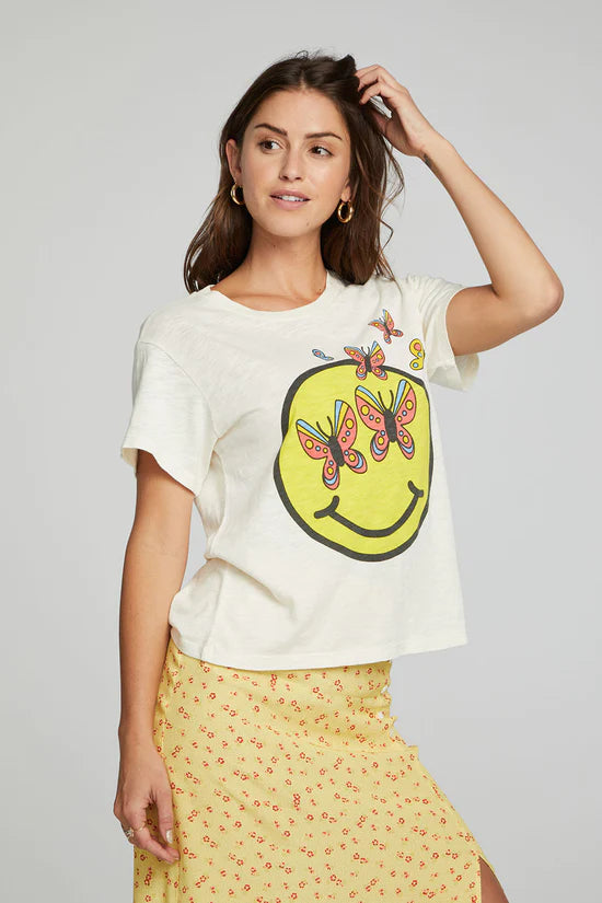 CHASER Smiley Butterflies Graphic Tee