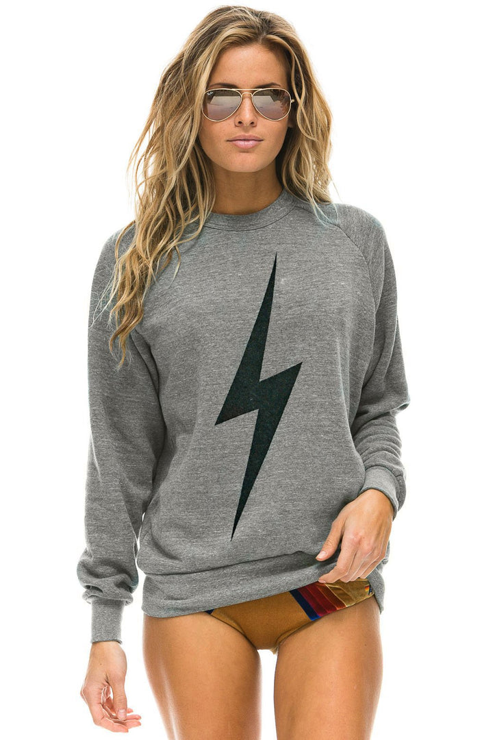 Aviator Nation Bolt Crew Sweatshirt-Heather Gray/Black
