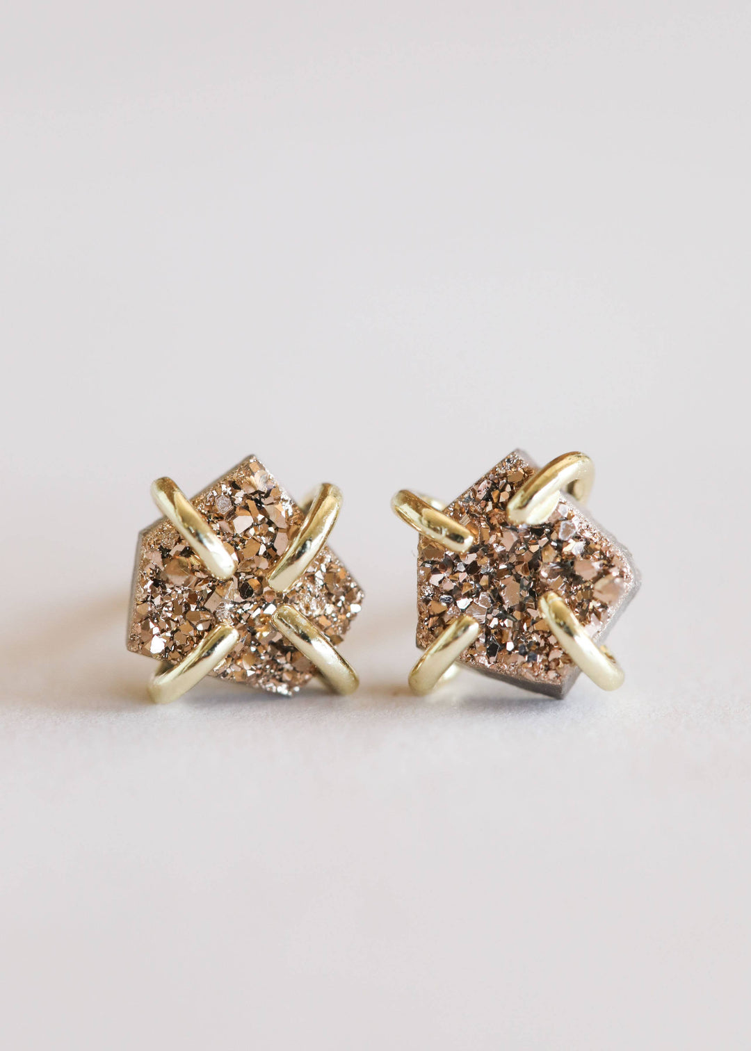 JaxKelly - Rose Gold Druzy Prong Earrings / EQUATION Boutique
