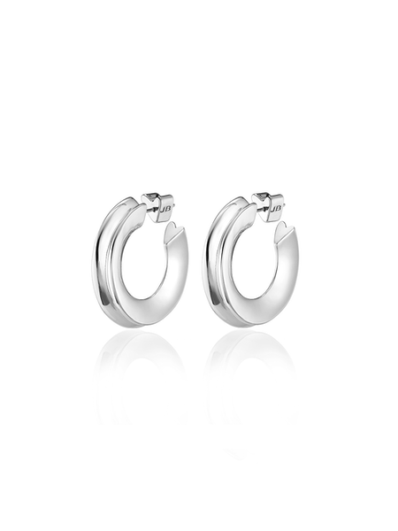 Jenny Bird Hidden Heart Medium Hoops -Silver