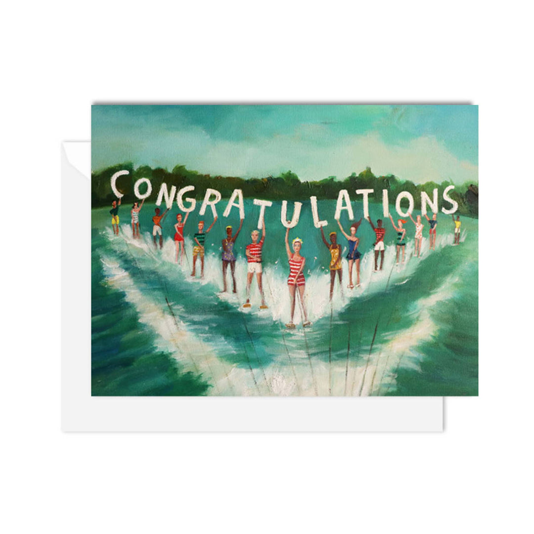 Janet Hill Studio - Water Skiers Congratulations Card.
