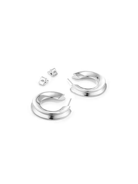 Jenny Bird Hidden Heart Medium Hoops -Silver