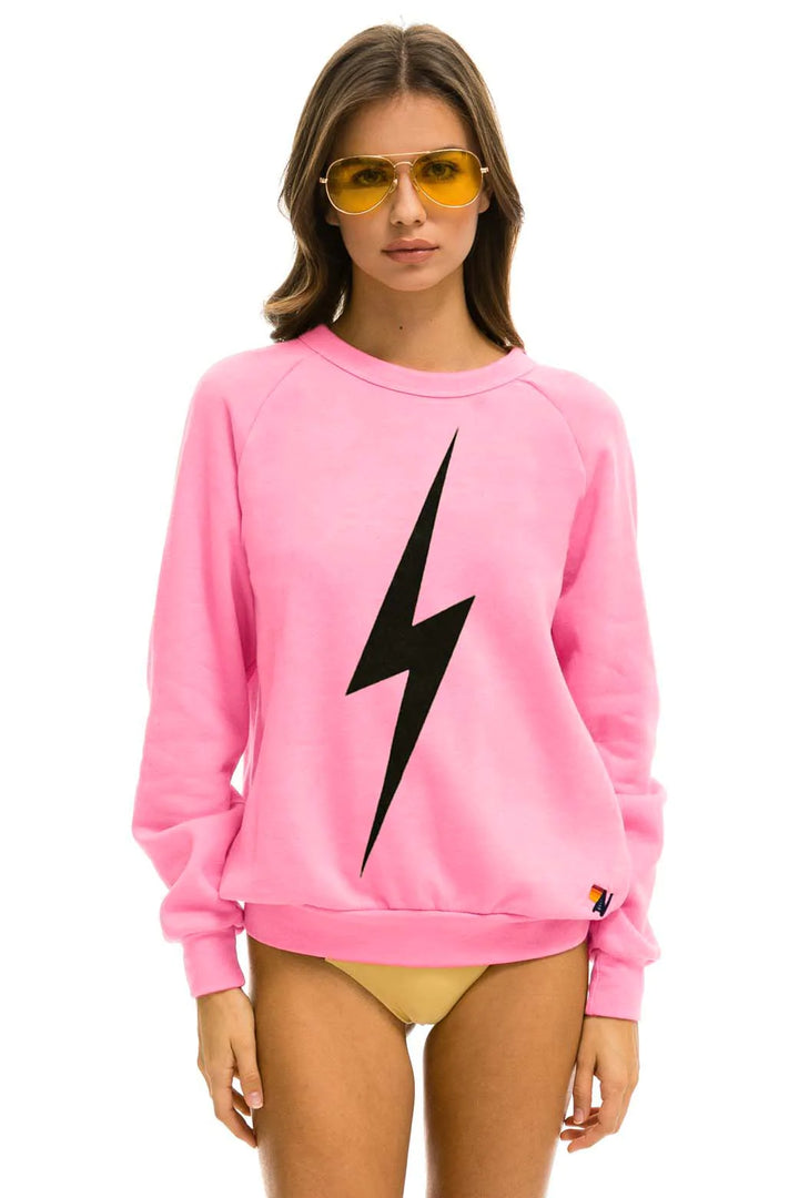 Aviator Nation Bolt Crew Sweatshirt -Neon Pink/Black