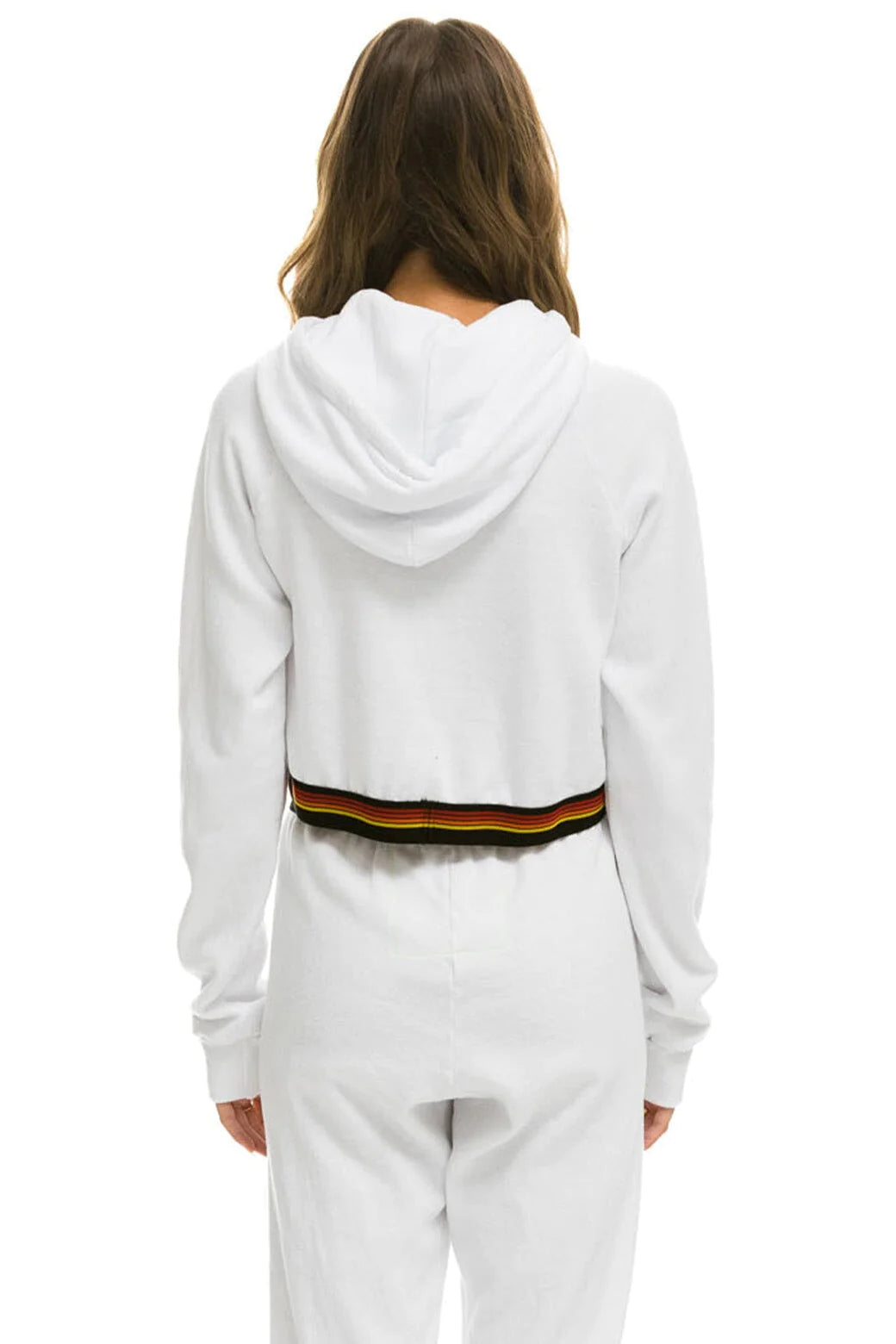 Aviator Nation Logo Stripe Crop Sweatshirt - White