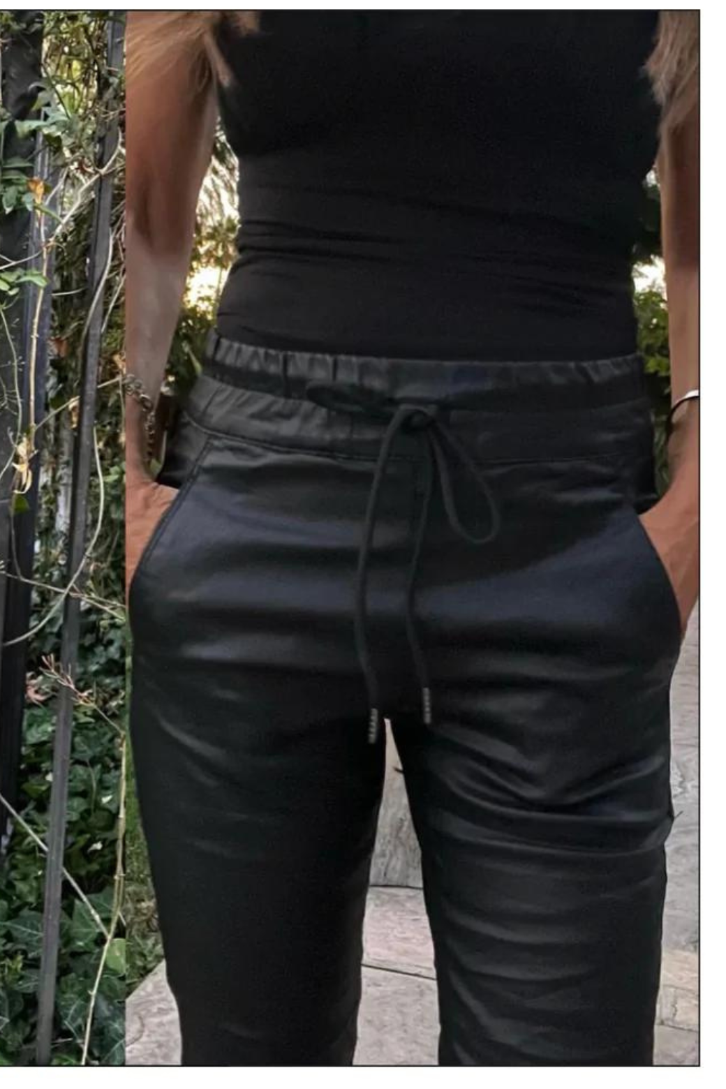 Flog Shely Vegan Leather Jogger Pants- Black