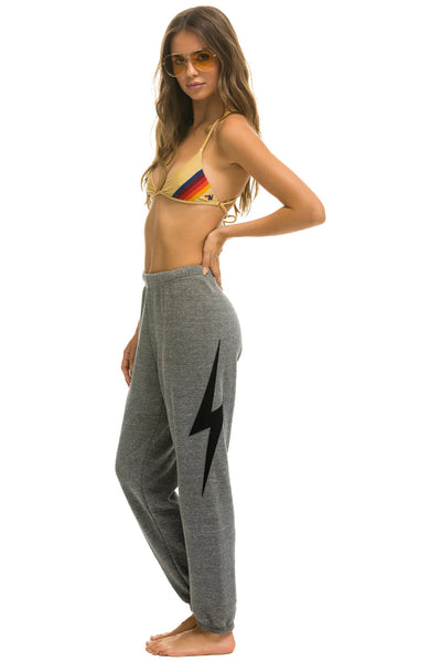 Aviator Nation Bolt Stitch Sweatpants-Heather Grey / Black