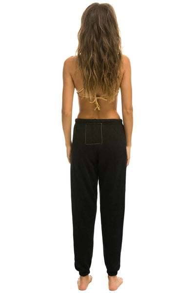 Aviator Nation Light Weight Bolt Sweatpants-Black/Neon Pink