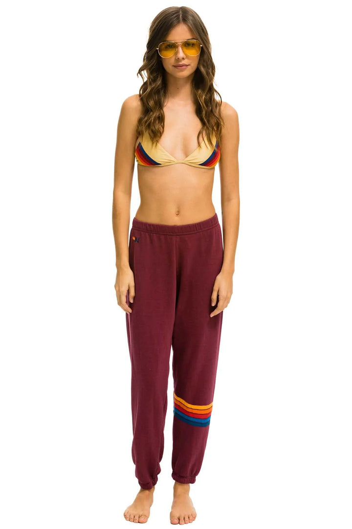 Aviator Nation Women's Rainbow Stitch Sweatpants - Plum 2