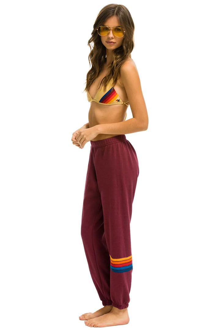 Aviator Nation Women's Rainbow Stitch Sweatpants - Plum 2